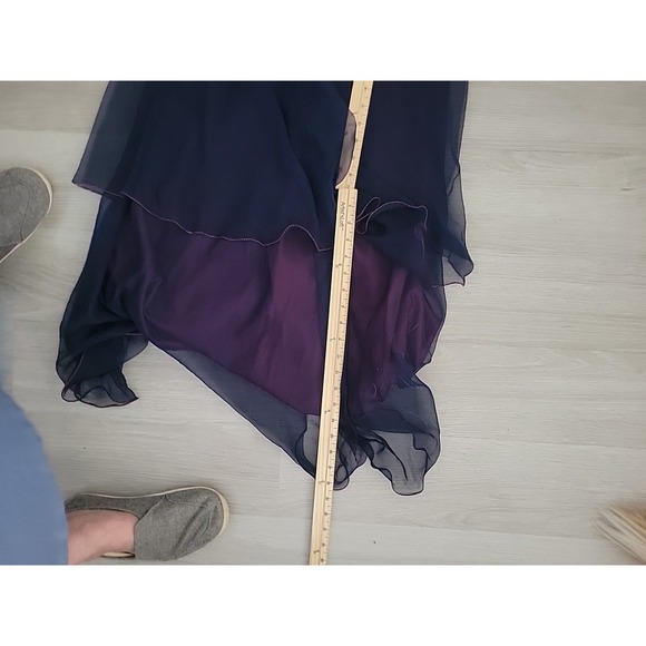 Vintage 1970's Pat Richards Tiered Chiffon Maxi Dress Blue Designer Retro Luxury - Picture 12 of 12